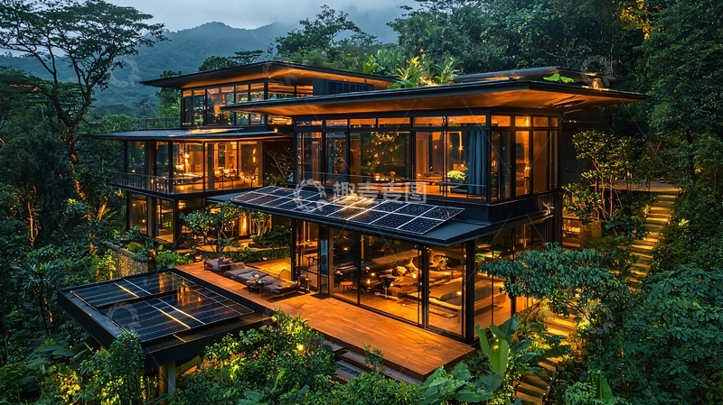 高清大图下载【趣麦麦图】山林环绕的现代玻璃别墅