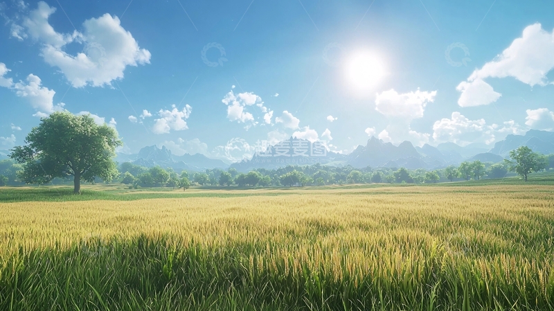 高清大图下载【趣麦麦图】阳光明媚的田园风光