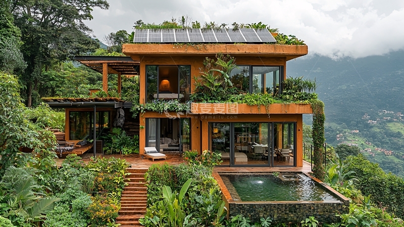 高清大图下载【趣麦麦图】山顶绿色环保别墅