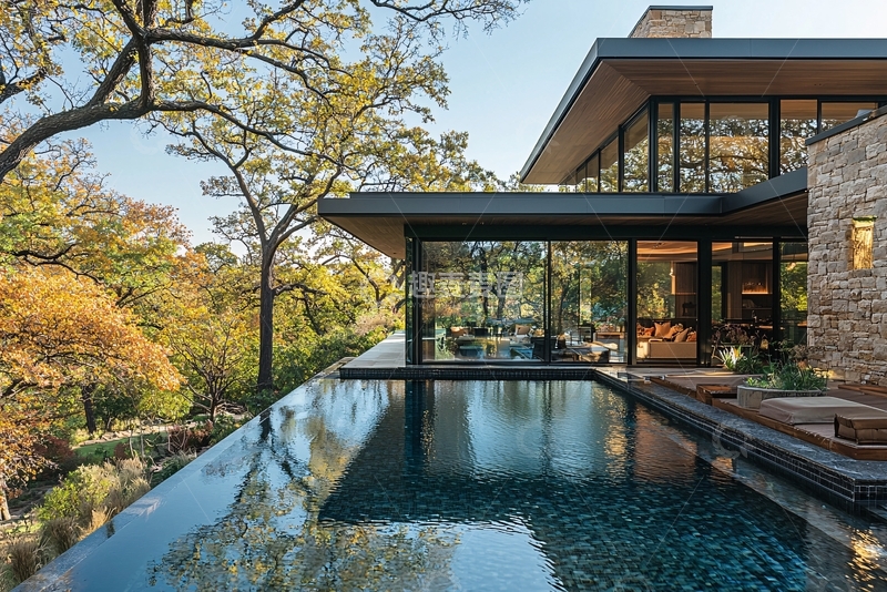 高清大图下载【趣麦麦图】现代简约别墅泳池景观