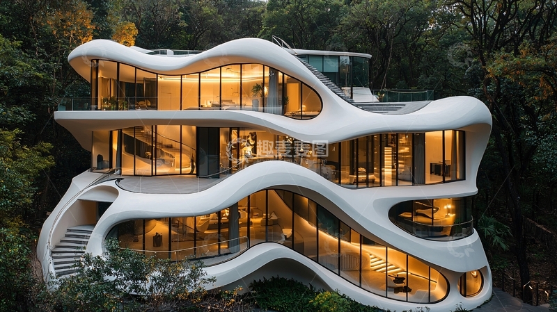 高清大图下载【趣麦麦图】流线型现代别墅