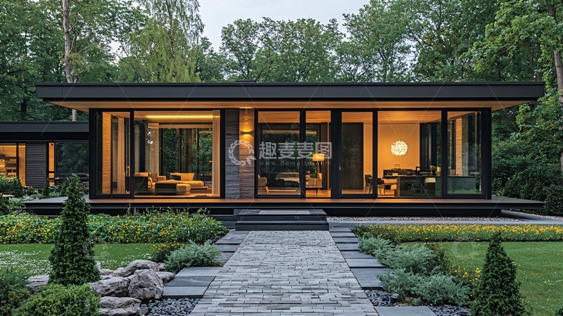 高清大图下载【趣麦麦图】现代简约风格别墅夜景