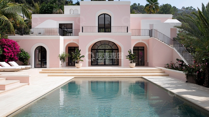 高清大图下载【趣麦麦图】粉色地中海风格别墅