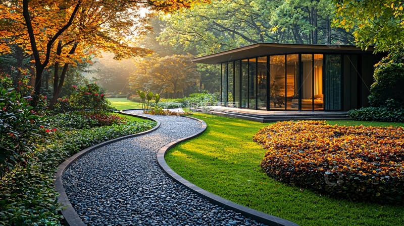 高清大图下载【趣麦麦图】清晨花园别墅景观