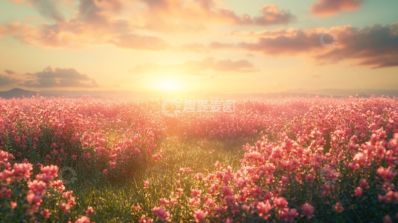 高清大图下载【趣麦麦图】日出花海