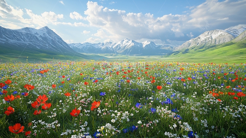 高清大图下载【趣麦麦图】山峦花海