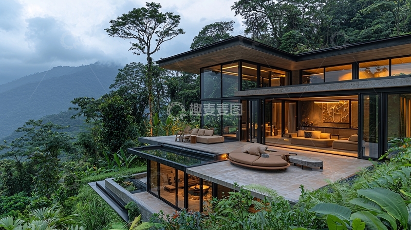 高清大图下载【趣麦麦图】山林环绕现代别墅