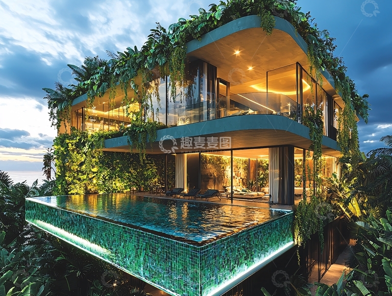 高清大图下载【趣麦麦图】现代绿植别墅