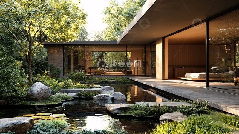高清大图下载【趣麦麦图】现代简约庭院住宅