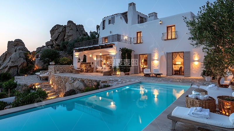 高清大图下载【趣麦麦图】地中海风格海景别墅