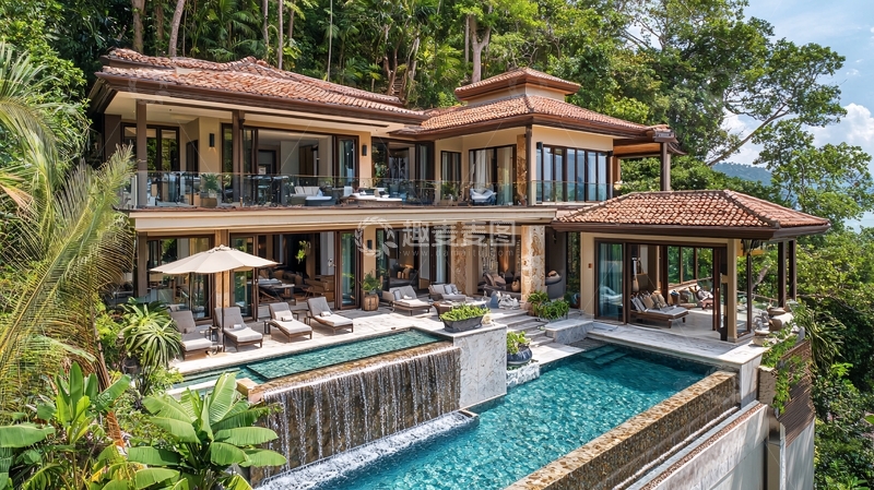 高清大图下载【趣麦麦图】山顶别墅泳池景观