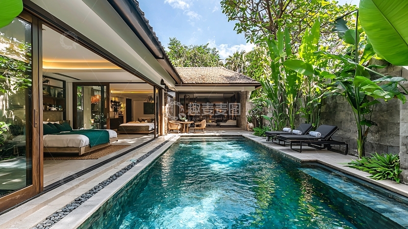 高清大图下载【趣麦麦图】私家泳池别墅度假