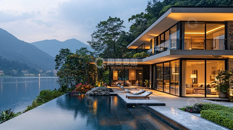 高清大图下载【趣麦麦图】湖景别墅