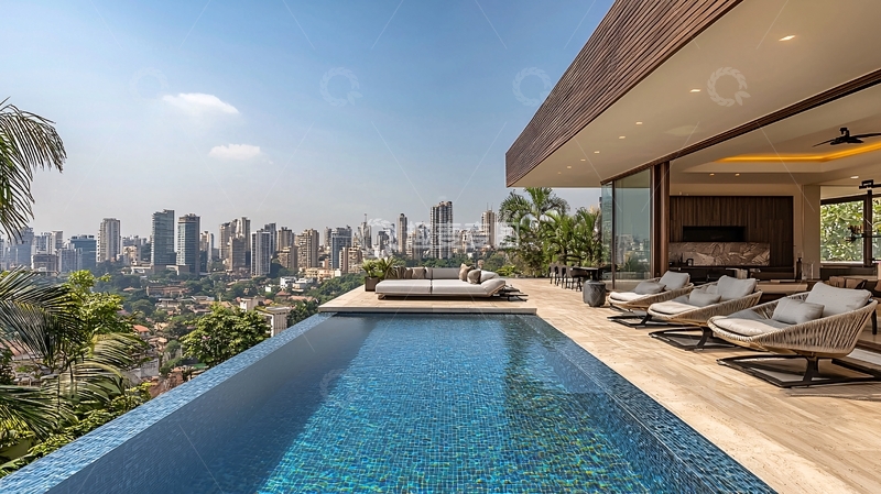 高清大图下载【趣麦麦图】山顶豪宅无边泳池景观