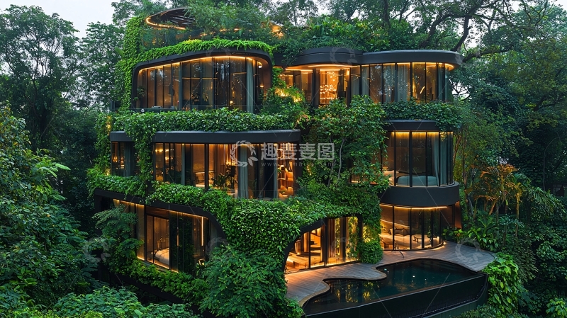 高清大图下载【趣麦麦图】森林里的未来主义住宅