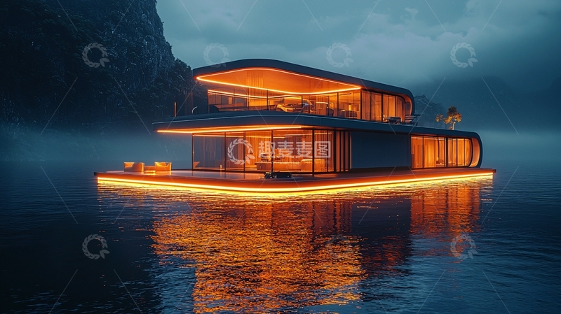 高清大图下载【趣麦麦图】未来水上别墅