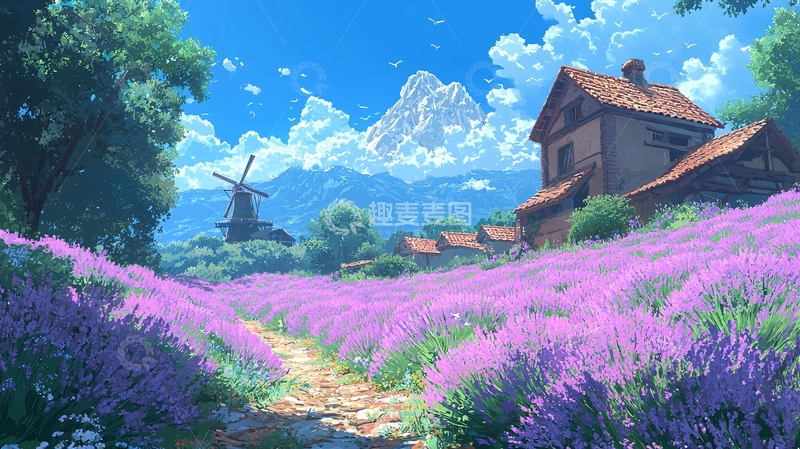 高清大图下载【趣麦麦图】薰衣草田园风光