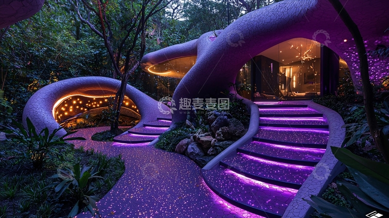 高清大图下载【趣麦麦图】紫色梦幻建筑