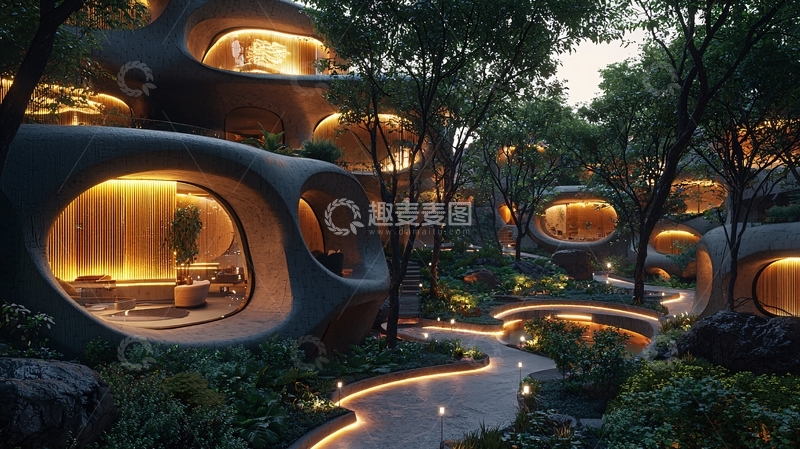 高清大图下载【趣麦麦图】森林系未来建筑