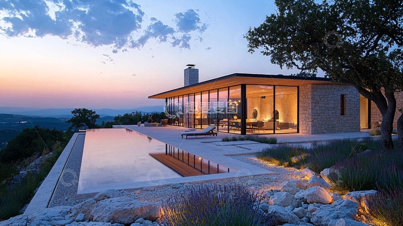 高清大图下载【趣麦麦图】山顶别墅夜景