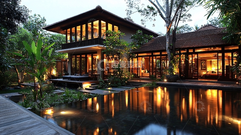 高清大图下载【趣麦麦图】夜晚别墅夜景