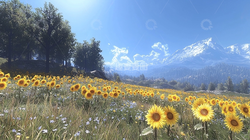 高清大图下载【趣麦麦图】向日葵田