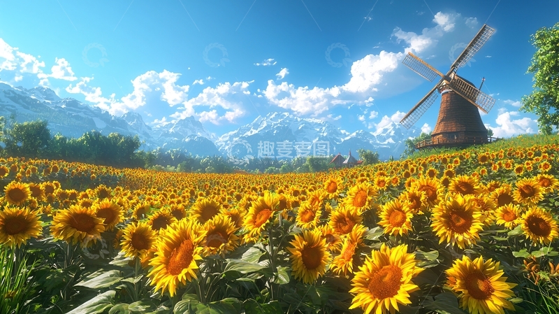 高清大图下载【趣麦麦图】向日葵田