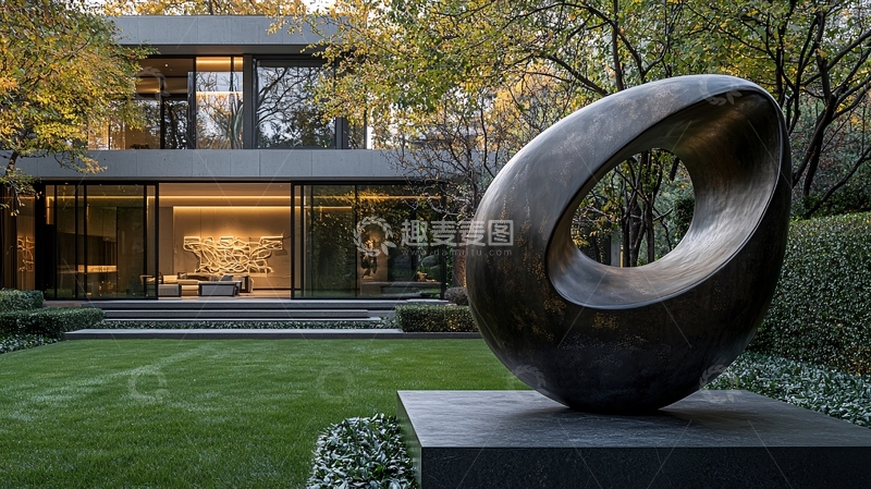 高清大图下载【趣麦麦图】现代别墅庭院雕塑