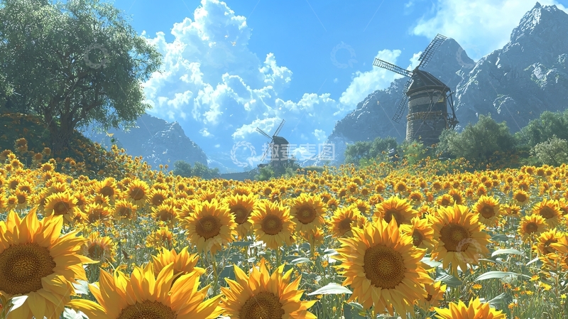 高清大图下载【趣麦麦图】向日葵花海