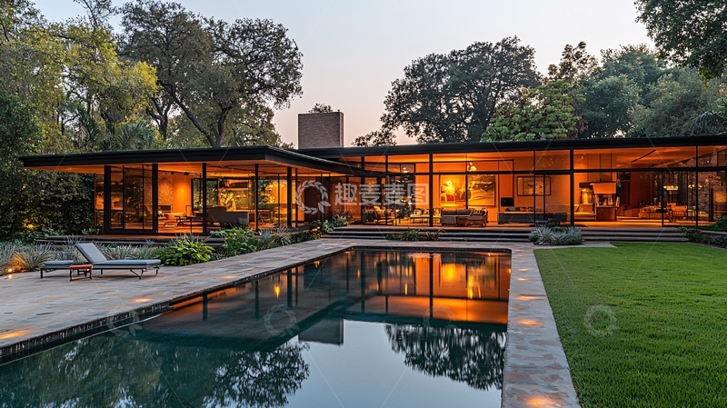 高清大图下载【趣麦麦图】现代风格别墅夜景