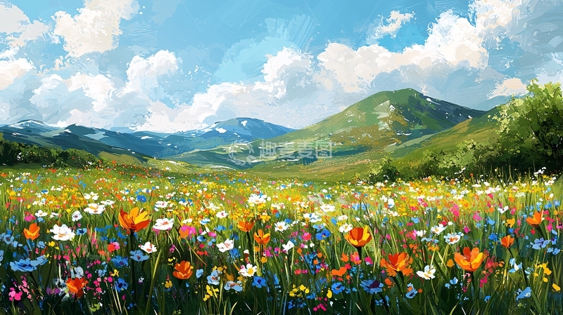 高清大图下载【趣麦麦图】山峦花海春日美景