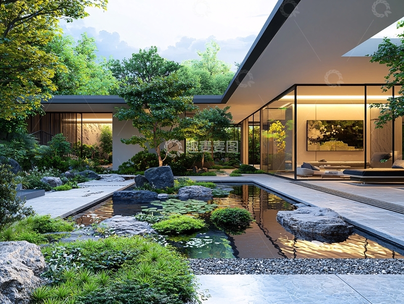 高清大图下载【趣麦麦图】现代简约庭院设计