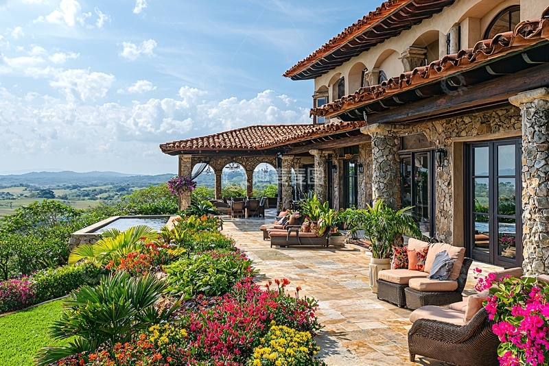 高清大图下载【趣麦麦图】山景别墅户外休闲区
