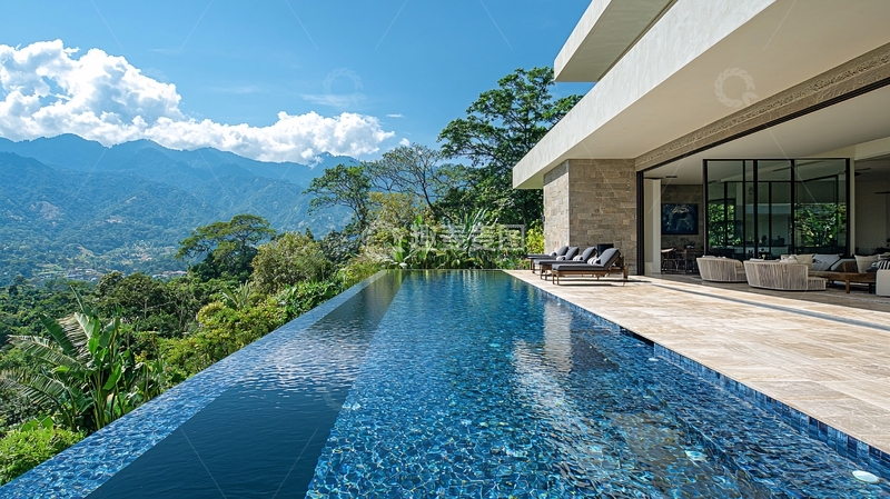 高清大图下载【趣麦麦图】山景无边际泳池别墅
