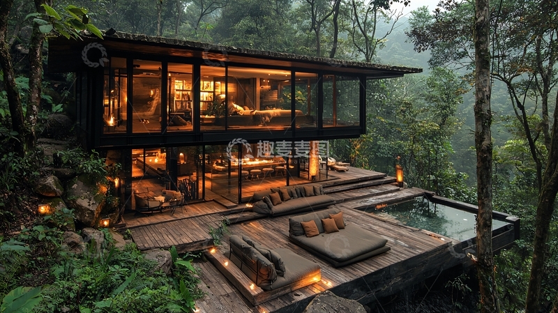 高清大图下载【趣麦麦图】森林玻璃屋
