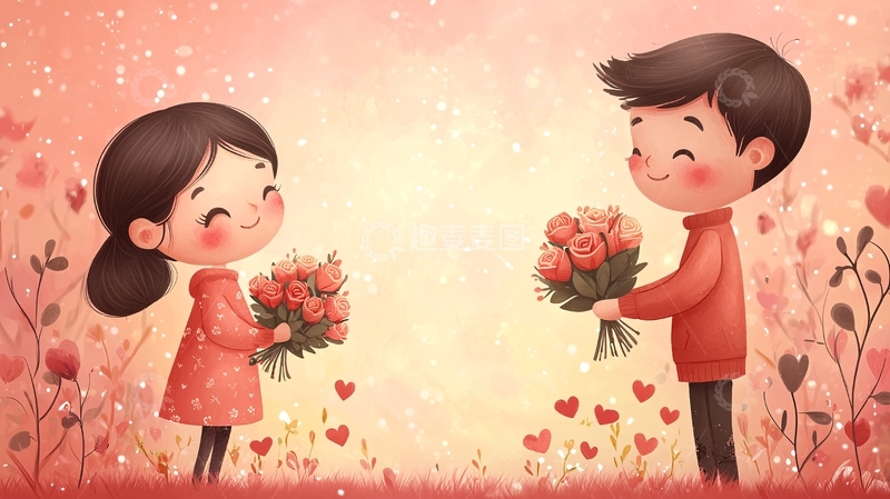 高清大图下载【趣麦麦图】卡通情侣