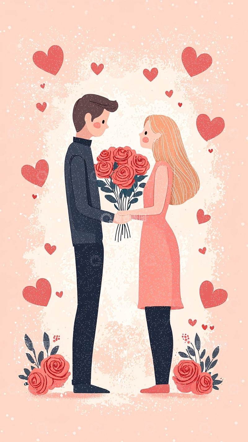 高清大图下载【趣麦麦图】情侣送花