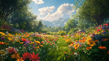 山谷鲜花盛开