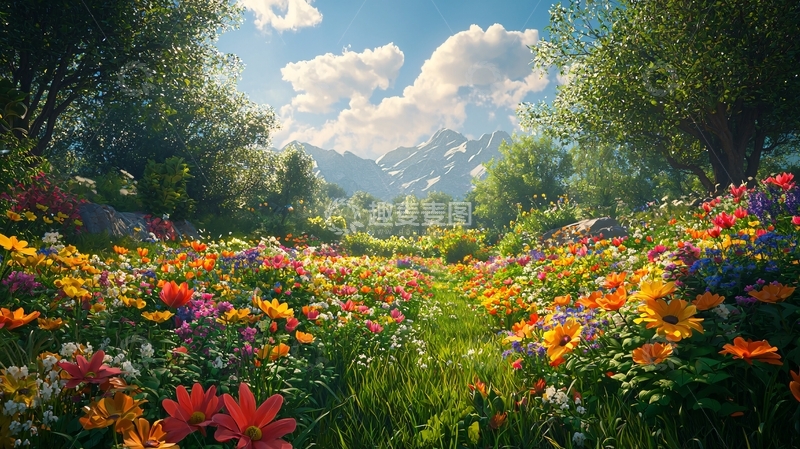 高清大图下载【趣麦麦图】山谷鲜花盛开