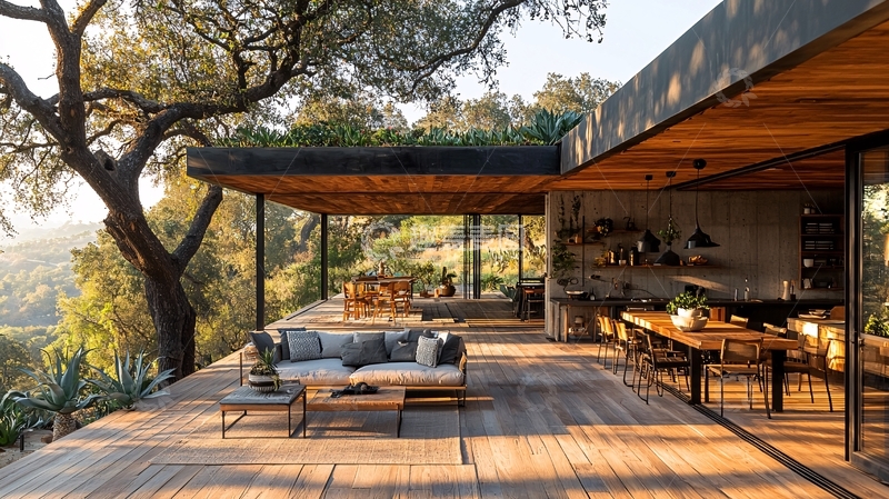 高清大图下载【趣麦麦图】现代山景别墅露台