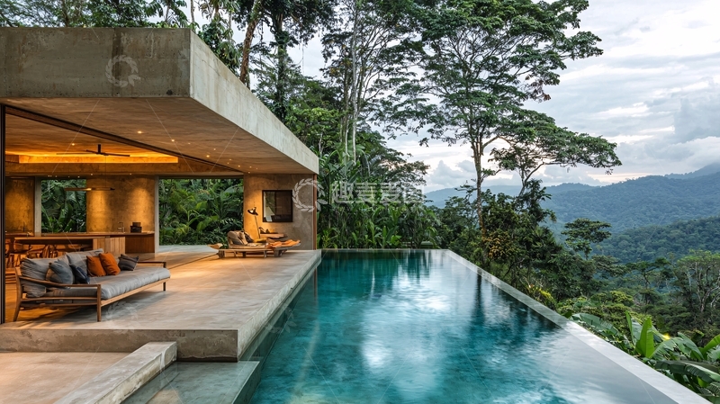 高清大图下载【趣麦麦图】山林别墅无边泳池