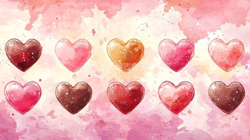 高清大图下载【趣麦麦图】水彩爱心糖果