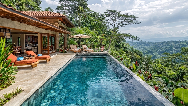 高清大图下载【趣麦麦图】山顶别墅无边泳池