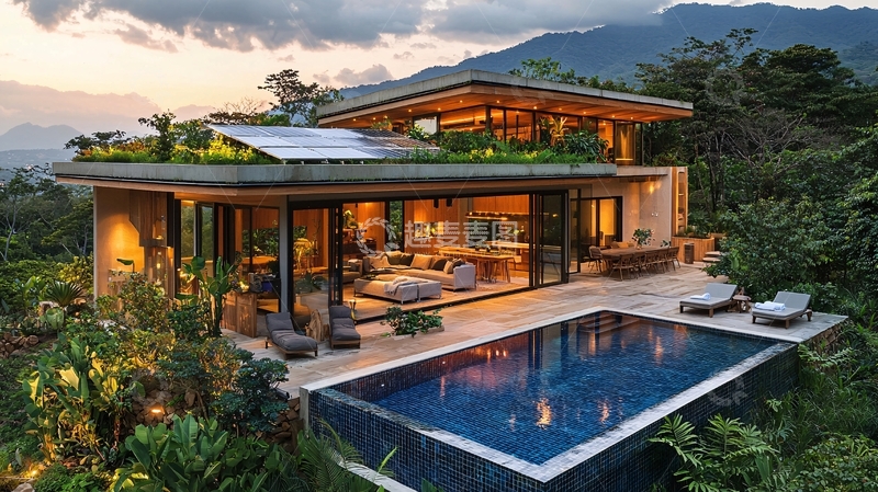 高清大图下载【趣麦麦图】山顶别墅夜景