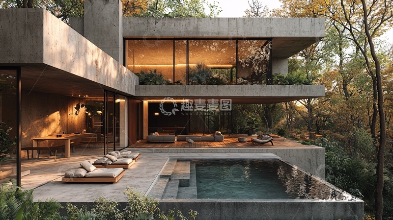 高清大图下载【趣麦麦图】现代简约混凝土别墅