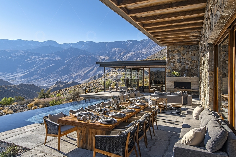 高清大图下载【趣麦麦图】山景别墅户外用餐区