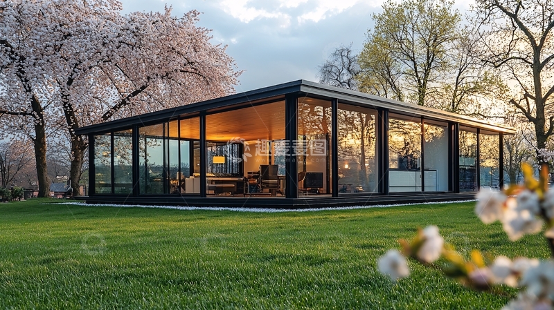 高清大图下载【趣麦麦图】现代玻璃幕墙住宅