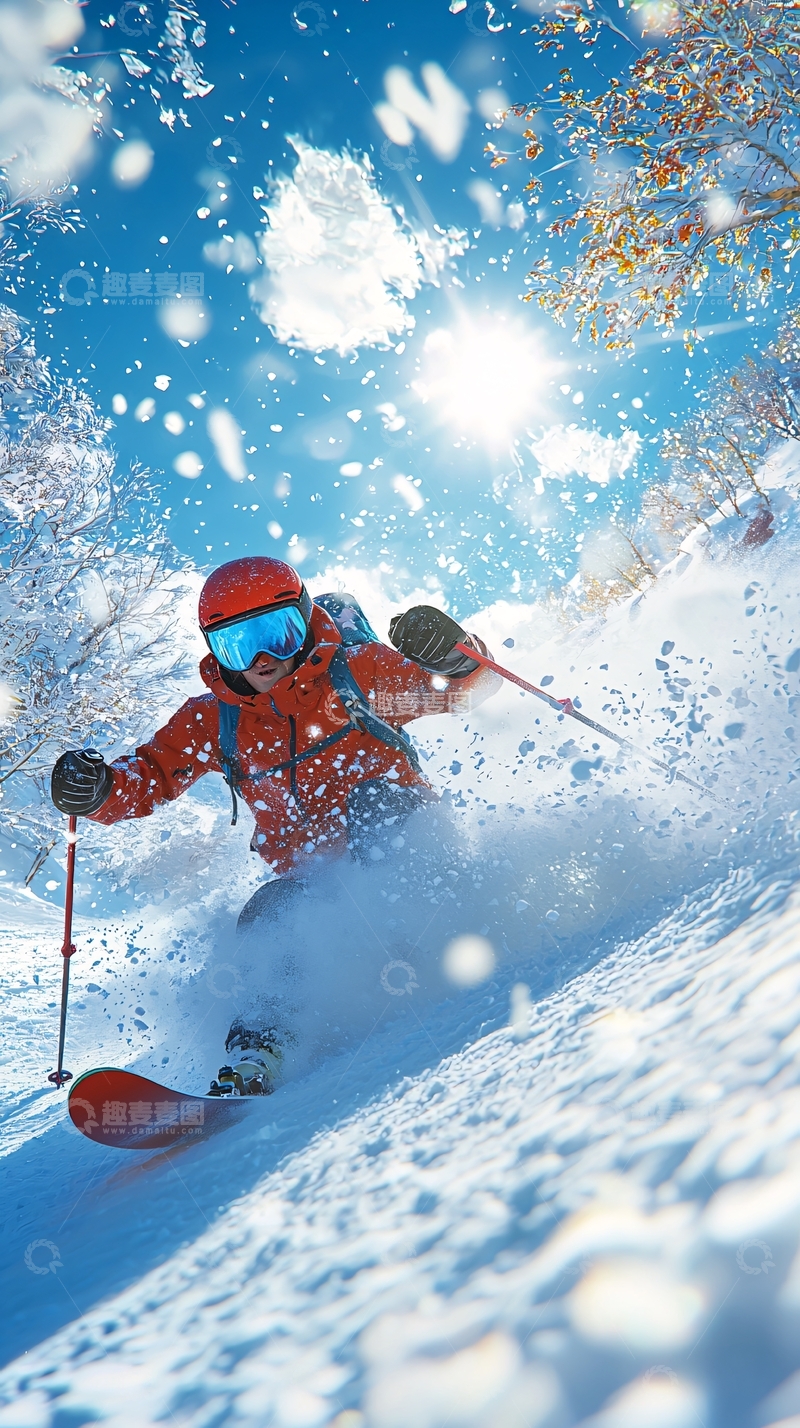 高清大图下载【趣麦麦图】雪山滑雪