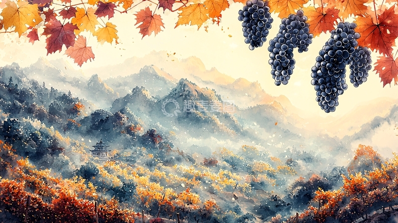 高清大图下载【趣麦麦图】秋日葡萄园山景
