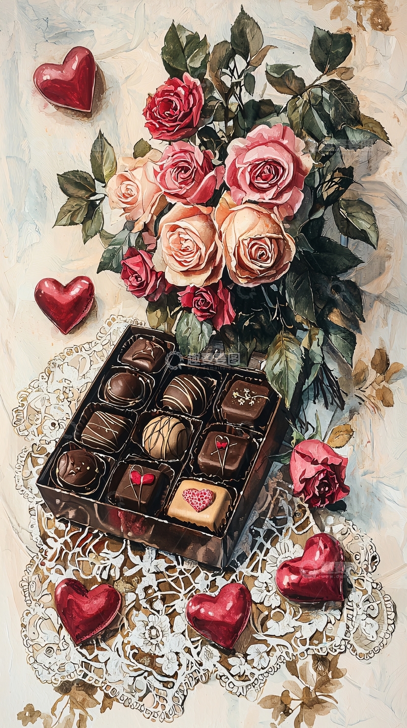 高清大图下载【趣麦麦图】玫瑰巧克力礼盒